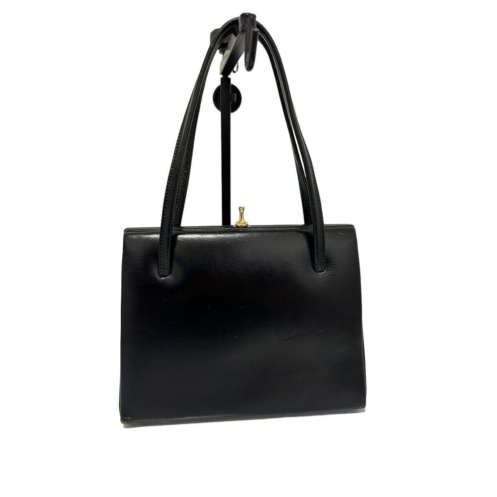 Vintage 1950s Faux Leather Handbag By John Wanamaker Top Clasp Open